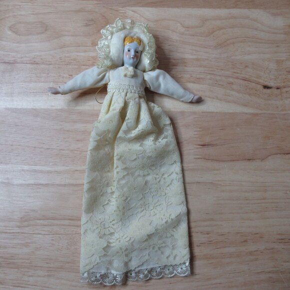 Unique Half Body Porcelain Doll 11" Overall Length Vintage 1970s - Picture 2 of 7